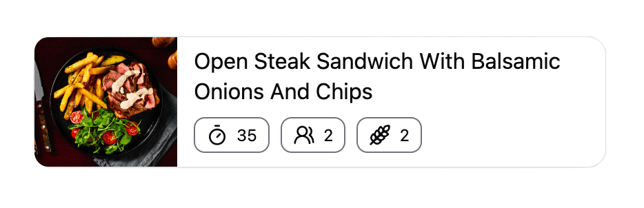 Basket List recipe card showing ingredients at a glance